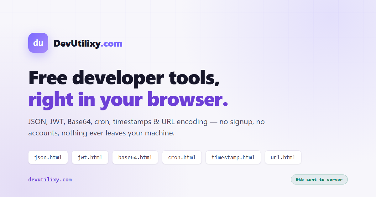 7 Free Developer Tools Online — JSON, JWT, Cron & More | DevUtilixy